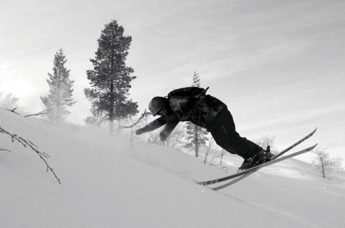 Joona Kangas skiing some deeper snow